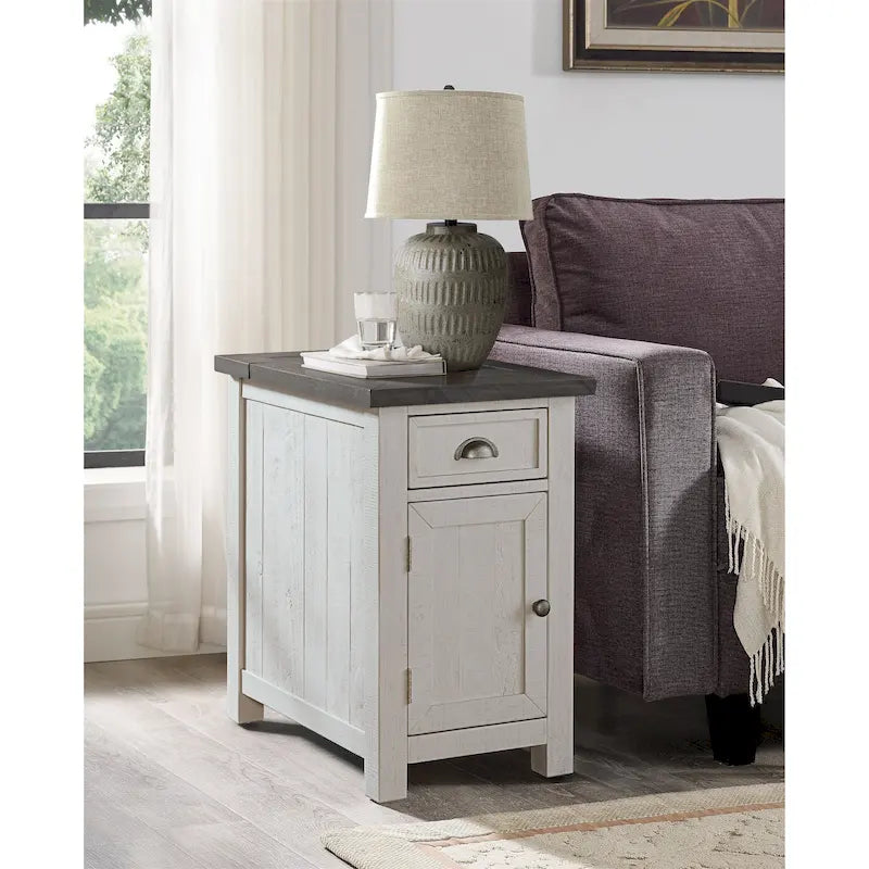 Monterey Solid Wood Chairside End Table with Hidden Power Outlets