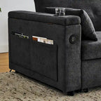 54 Pull-Out Sleeper Sofa Bed, 2 Seat Recliner Sofa Bed with Storage, Lumbar Pillow, USB Power Outlet