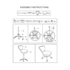 Dayton Short Stool Adjustable 13 to 15 Low Rolling Chair with Backrest, White - N/A
