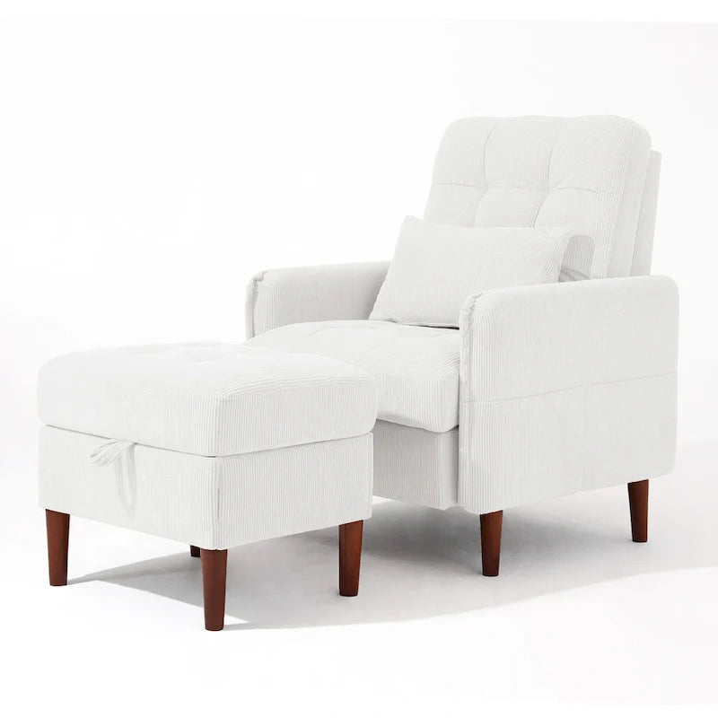 UIXE Modern Lounge Chair Accent Chair and Stroage Ottoman With Adjustable Backrest