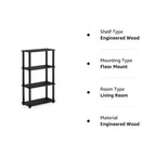Furinno 4-Tier Open Decorative Bookshelf Multipurpose Display Rack,Americano