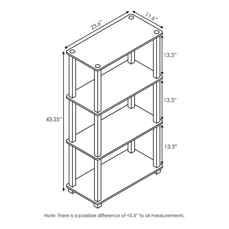Furinno 4-Tier Open Decorative Bookshelf Multipurpose Display Rack,Americano