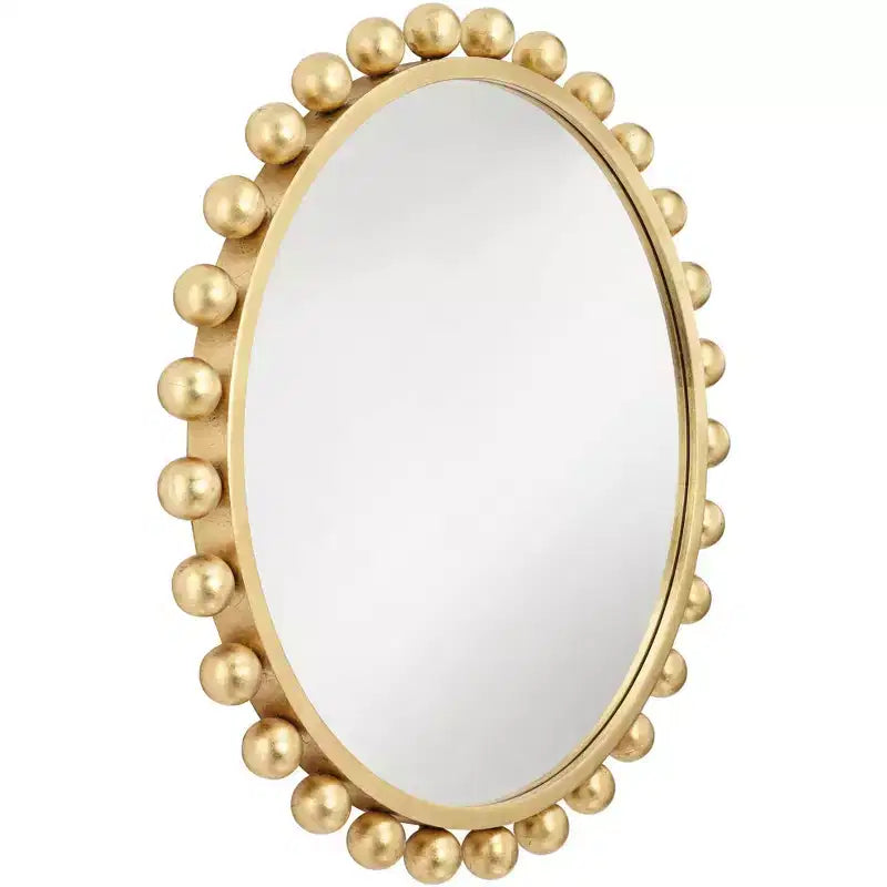 Uttermost Round Vanity Decorative Accent Wall Mirror Modern Sphere Edge Metallic Gold Leaf Frame 33 Wide for Bathroom Bedroom