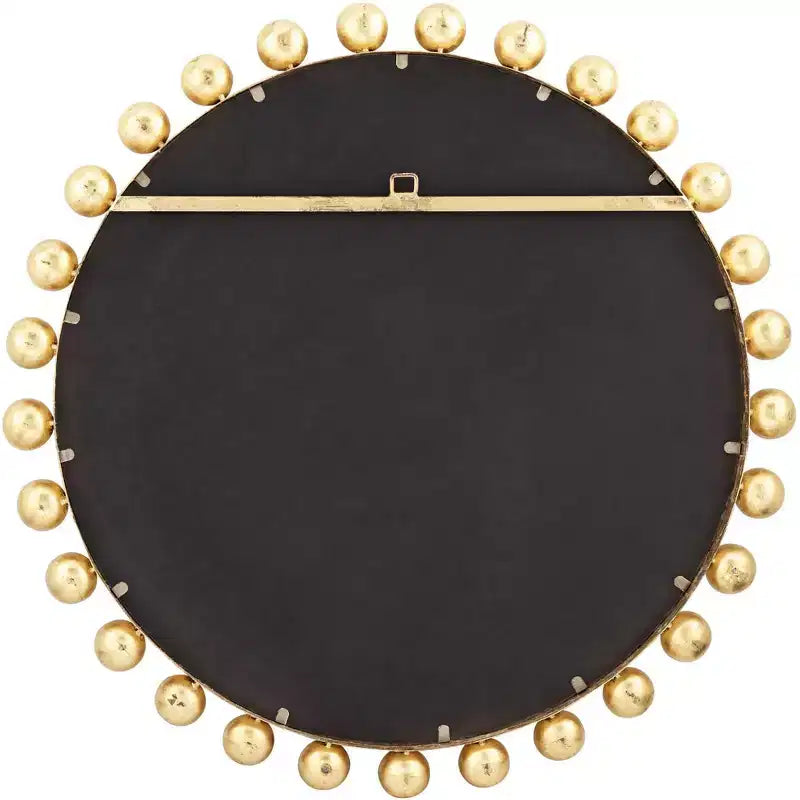 Uttermost Round Vanity Decorative Accent Wall Mirror Modern Sphere Edge Metallic Gold Leaf Frame 33 Wide for Bathroom Bedroom