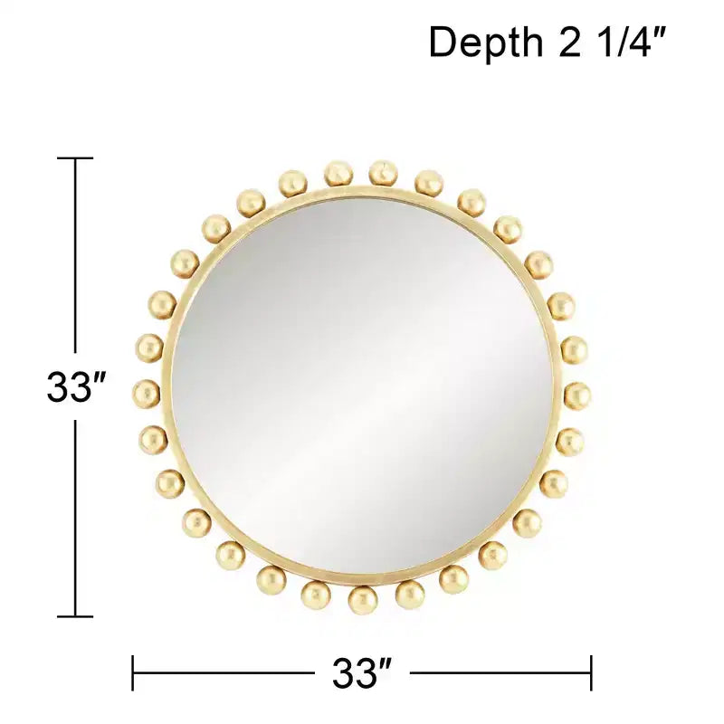 Uttermost Round Vanity Decorative Accent Wall Mirror Modern Sphere Edge Metallic Gold Leaf Frame 33 Wide for Bathroom Bedroom