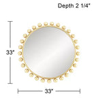 Uttermost Round Vanity Decorative Accent Wall Mirror Modern Sphere Edge Metallic Gold Leaf Frame 33 Wide for Bathroom Bedroom
