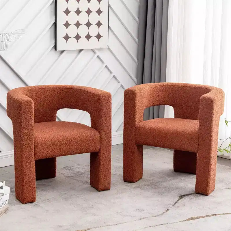 Set of 2 28 Wide Boucle Upholstered Square Armchair - Kinwell