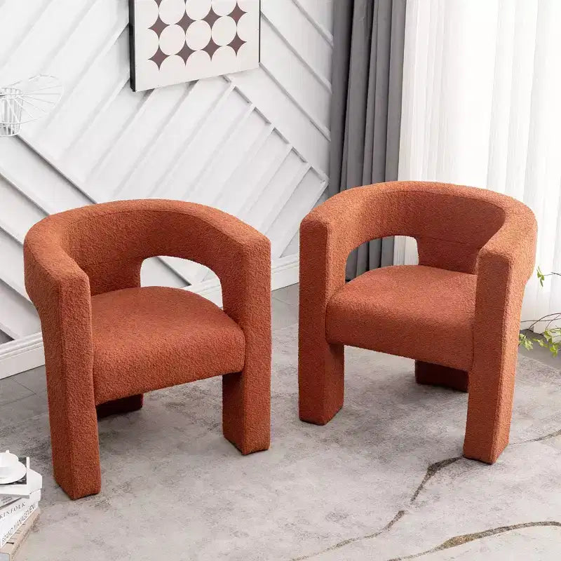 Set of 2 28 Wide Boucle Upholstered Square Armchair - Kinwell