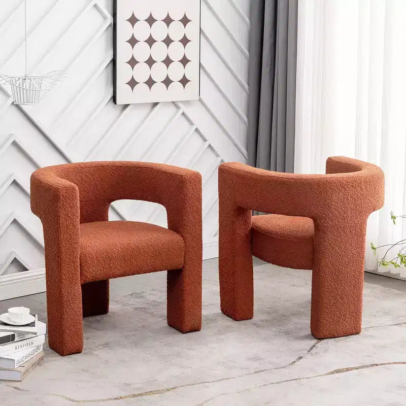 Set of 2 28 Wide Boucle Upholstered Square Armchair - Kinwell