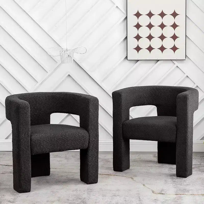 Set of 2 28 Wide Boucle Upholstered Square Armchair - Kinwell