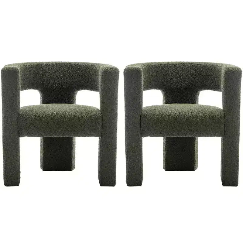 Set of 2 28 Wide Boucle Upholstered Square Armchair - Kinwell