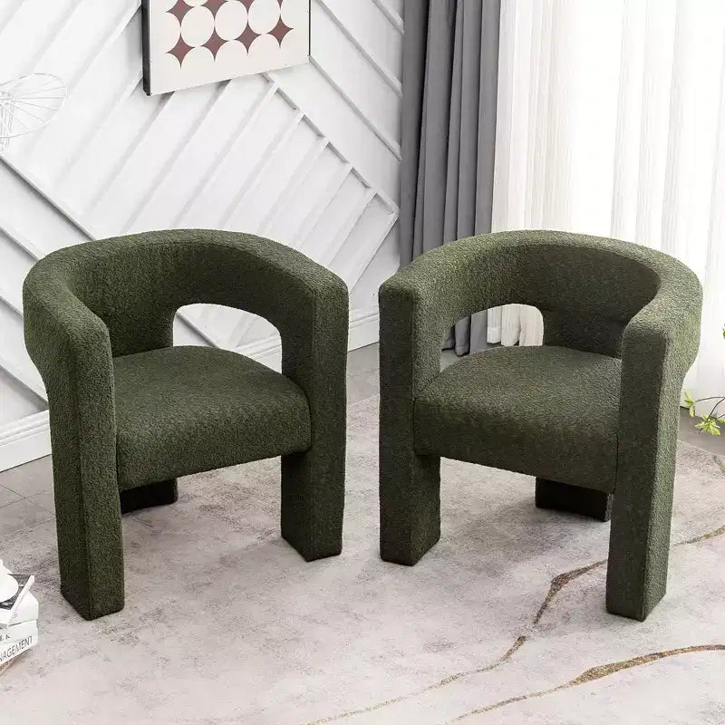 Set of 2 28 Wide Boucle Upholstered Square Armchair - Kinwell