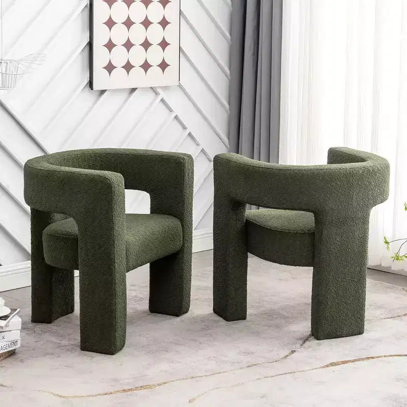 Set of 2 28 Wide Boucle Upholstered Square Armchair - Kinwell