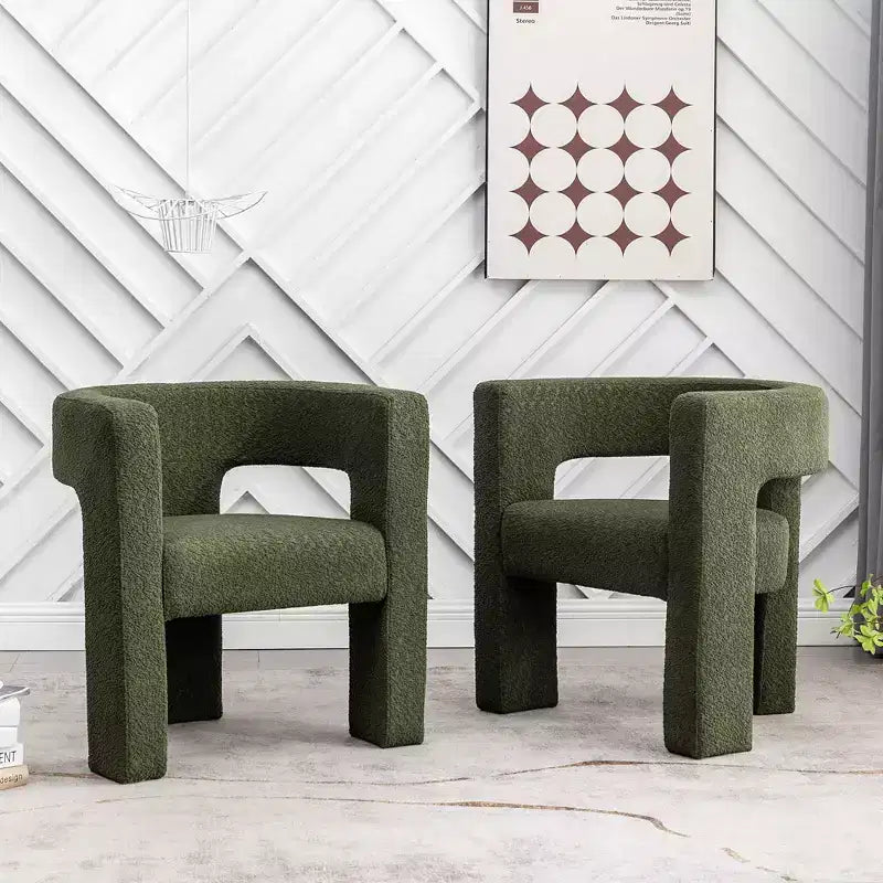Set of 2 28 Wide Boucle Upholstered Square Armchair - Kinwell