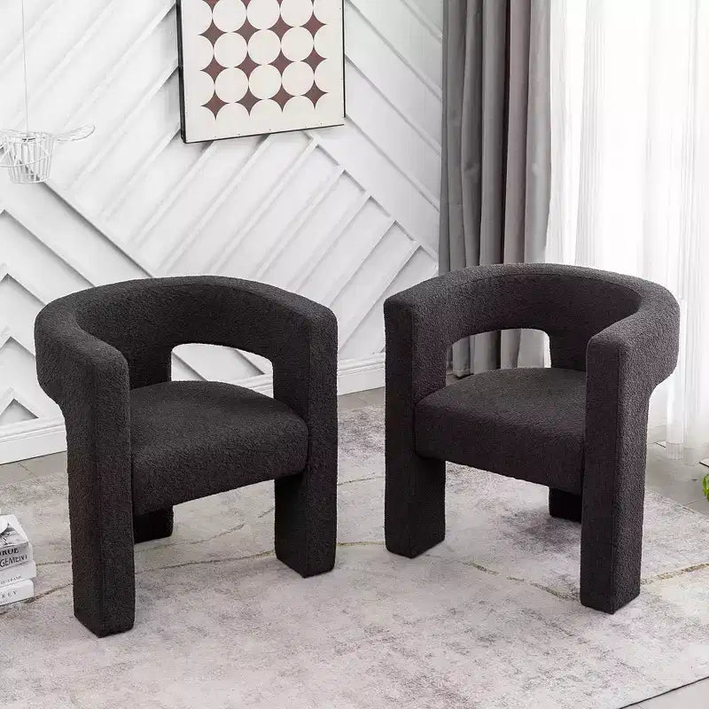 Set of 2 28 Wide Boucle Upholstered Square Armchair - Kinwell