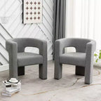 Set of 2 28 Wide Boucle Upholstered Square Armchair - Kinwell