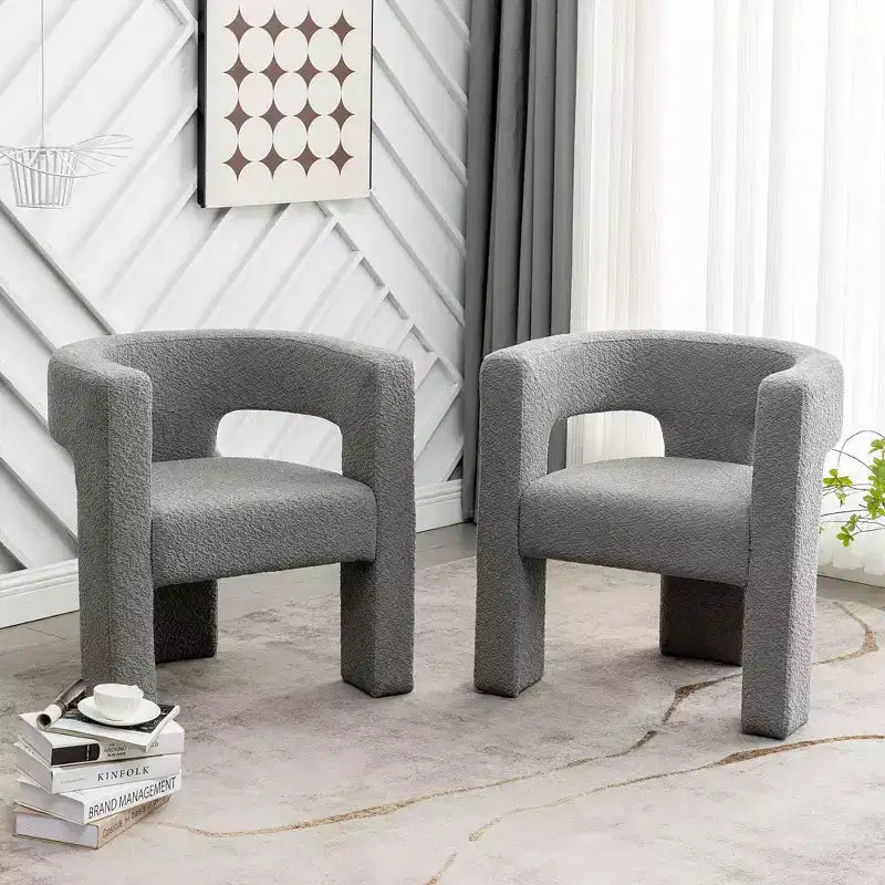 Set of 2 28 Wide Boucle Upholstered Square Armchair - Kinwell