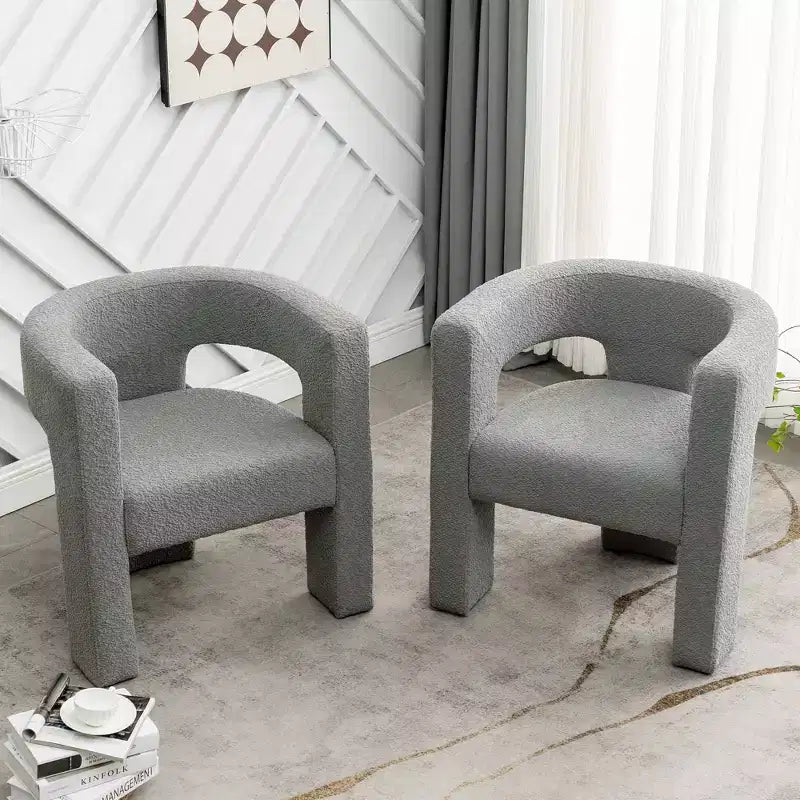 Set of 2 28 Wide Boucle Upholstered Square Armchair - Kinwell