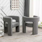 Set of 2 28 Wide Boucle Upholstered Square Armchair - Kinwell