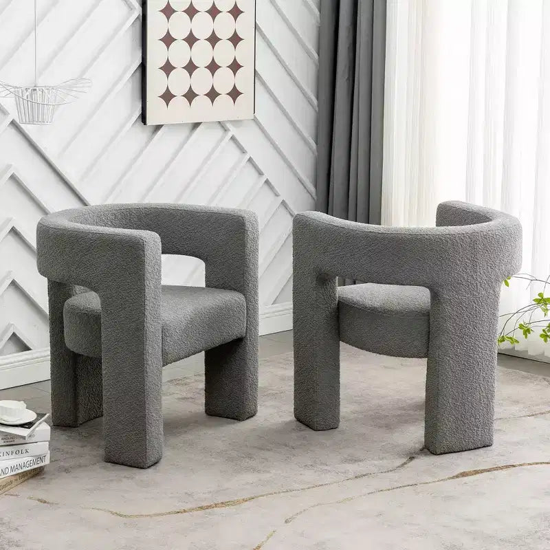 Set of 2 28 Wide Boucle Upholstered Square Armchair - Kinwell