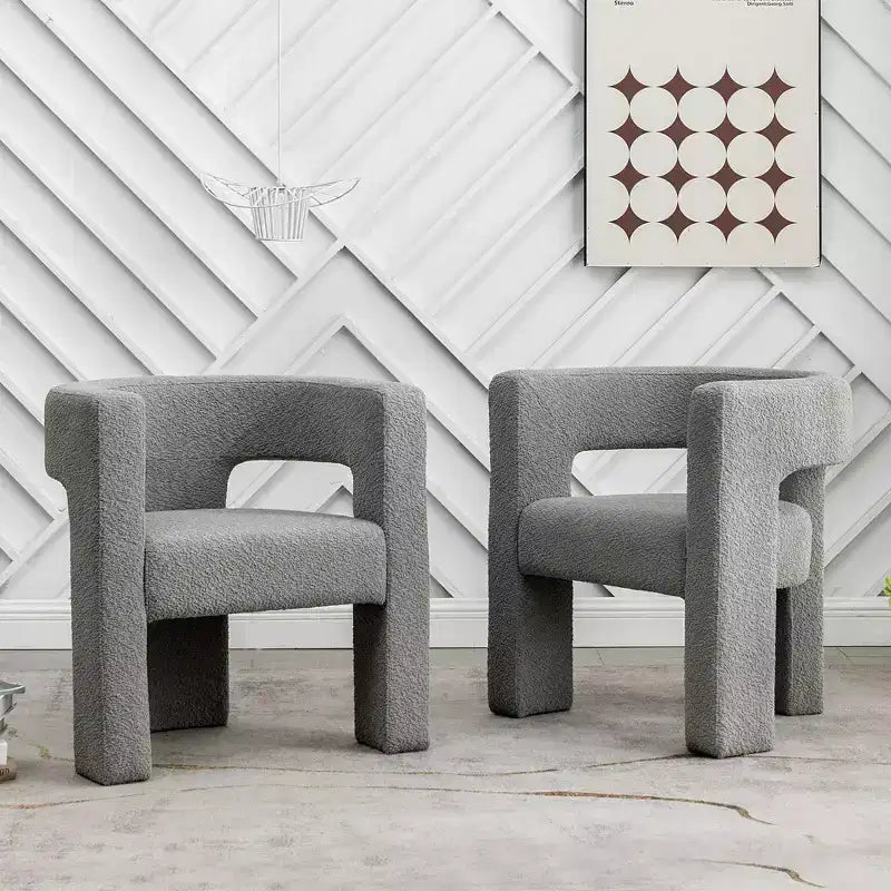 Set of 2 28 Wide Boucle Upholstered Square Armchair - Kinwell