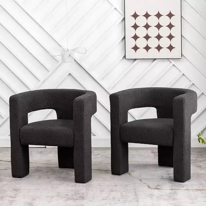 Set of 2 28 Wide Boucle Upholstered Square Armchair - Kinwell