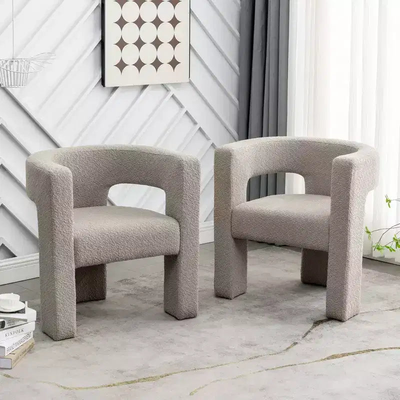 Set of 2 28 Wide Boucle Upholstered Square Armchair - Kinwell