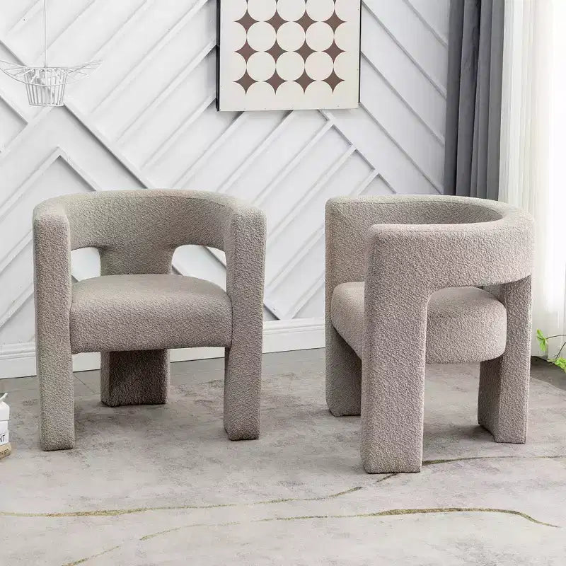 Set of 2 28 Wide Boucle Upholstered Square Armchair - Kinwell
