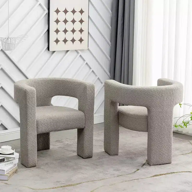 Set of 2 28 Wide Boucle Upholstered Square Armchair - Kinwell