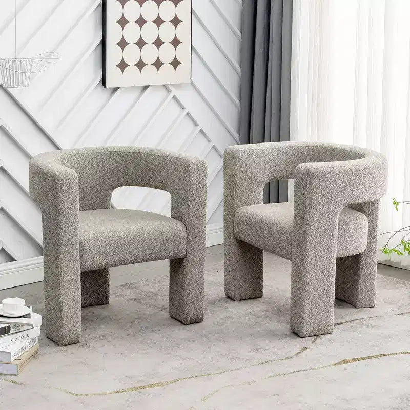 Set of 2 28 Wide Boucle Upholstered Square Armchair - Kinwell