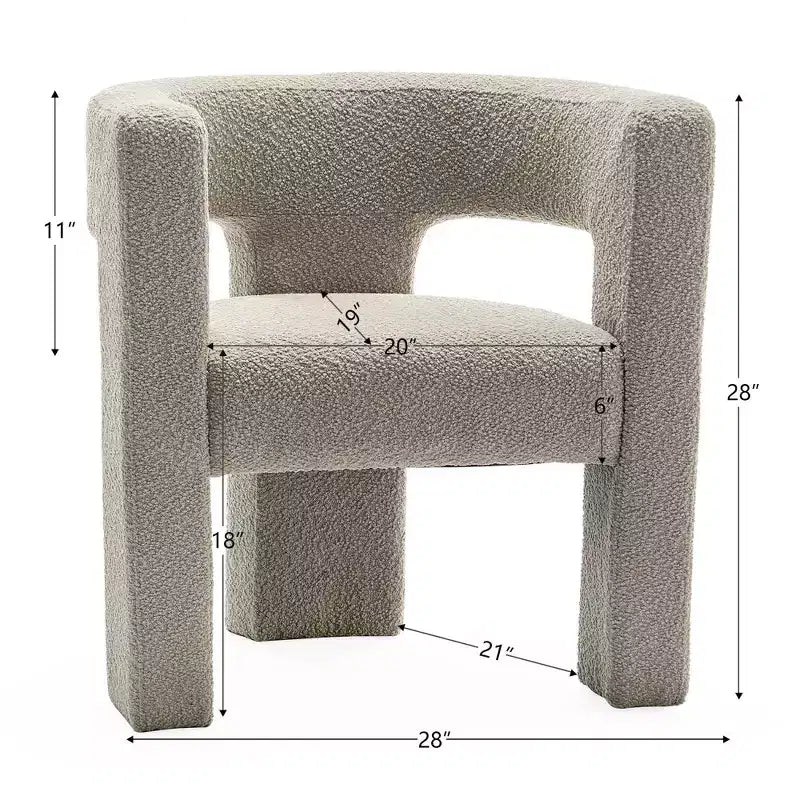 Set of 2 28 Wide Boucle Upholstered Square Armchair - Kinwell