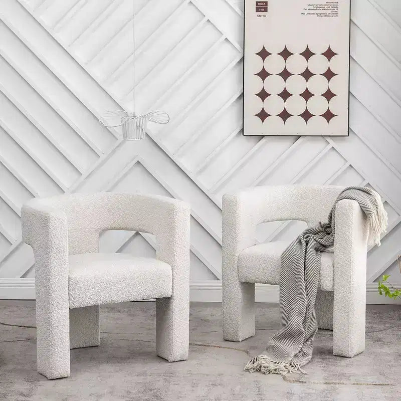 Set of 2 28 Wide Boucle Upholstered Square Armchair - Kinwell