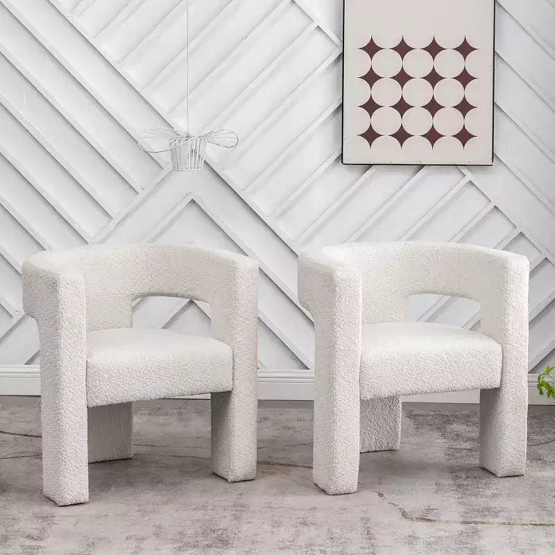 Set of 2 28 Wide Boucle Upholstered Square Armchair - Kinwell