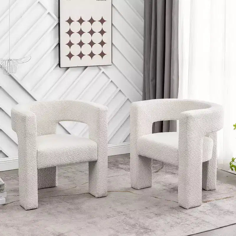 Set of 2 28 Wide Boucle Upholstered Square Armchair - Kinwell