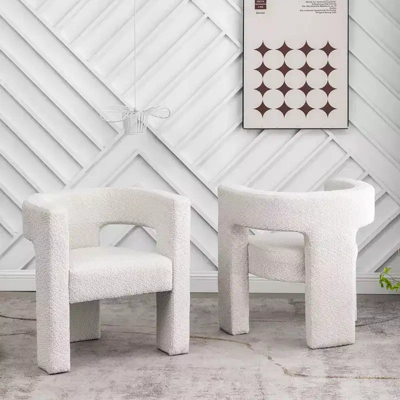 Set of 2 28 Wide Boucle Upholstered Square Armchair - Kinwell