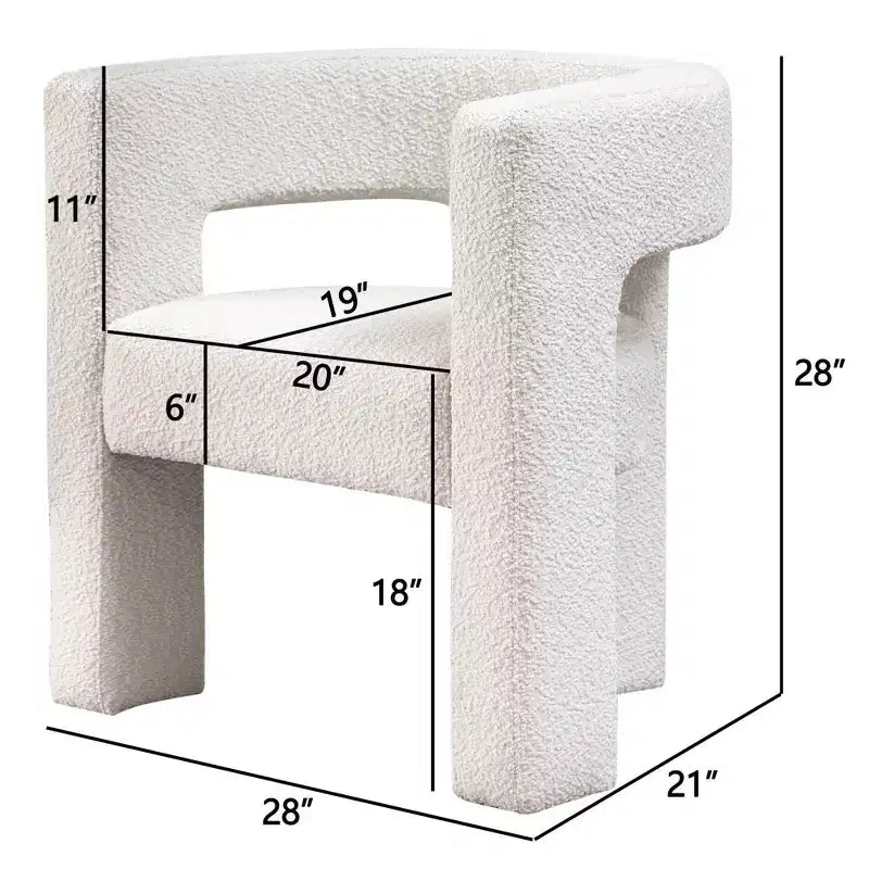 Set of 2 28 Wide Boucle Upholstered Square Armchair - Kinwell