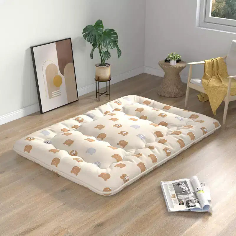 Costway Full/King/Queen/Twin Futon Mattress Japanese Floor Pad Washable Cover Carry Bag Brown Bear