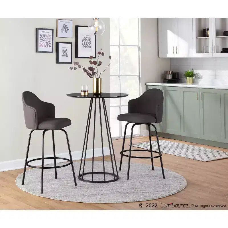 Set of 2 Ahoy Polyester/Metal Counter Height Barstools - LumiSource