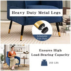 Costway Linen Fabric Accent Chair Modern Single Sofa Chair with Solid Metal Legs Blue/Grey/White