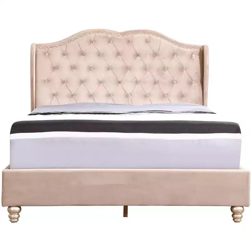 Passion Furniture Joy Jewel Tufted Full Panel Bed