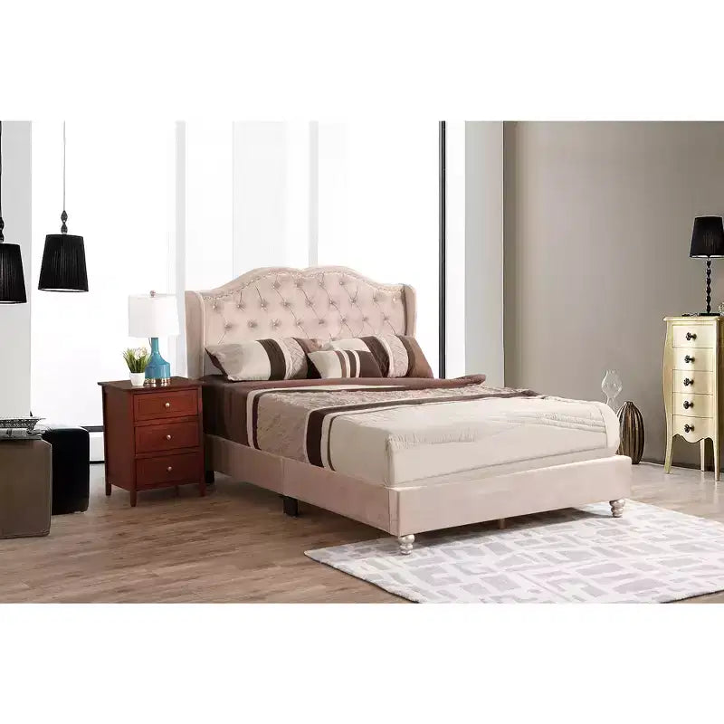 Passion Furniture Joy Jewel Tufted Full Panel Bed