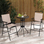 Costway 3PCS Patio Bistro Set Folding Chairs Round Bar Table with 1.6'' Umbrella Hole Yard