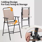 Costway 3PCS Patio Bistro Set Folding Chairs Round Bar Table with 1.6'' Umbrella Hole Yard