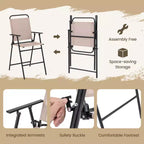 Costway 4PCS Patio Bistro Set Folding Counter Height Chairs Round Bar Table& Umbrella