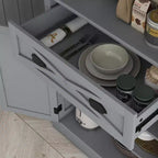 HOMCOM Freestanding Modern Farmhouse 4 Door Kitchen Pantry Cabinet, Storage Cabinet Organizer with 6-Tiers, 1 Drawer and 4 Adjustable Shelves