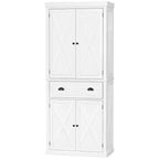 HOMCOM Freestanding Modern Farmhouse 4 Door Kitchen Pantry Cabinet, Storage Cabinet Organizer with 6-Tiers, 1 Drawer and 4 Adjustable Shelves