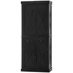 HOMCOM Freestanding Modern Farmhouse 4 Door Kitchen Pantry Cabinet, Storage Cabinet Organizer with 6-Tiers, 1 Drawer and 4 Adjustable Shelves