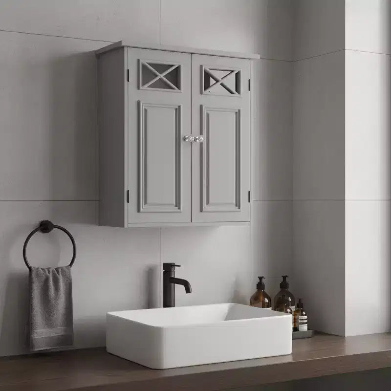 Teamson Home Dawson Removable Wall Storage Cabinet with Glass Doors