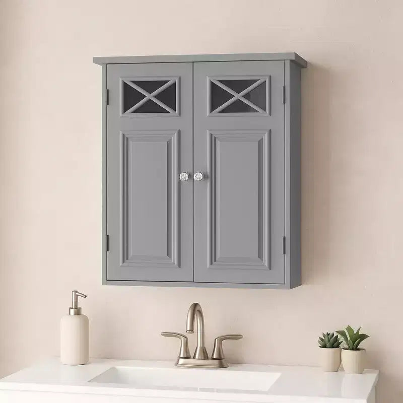 Teamson Home Dawson Removable Wall Storage Cabinet with Glass Doors