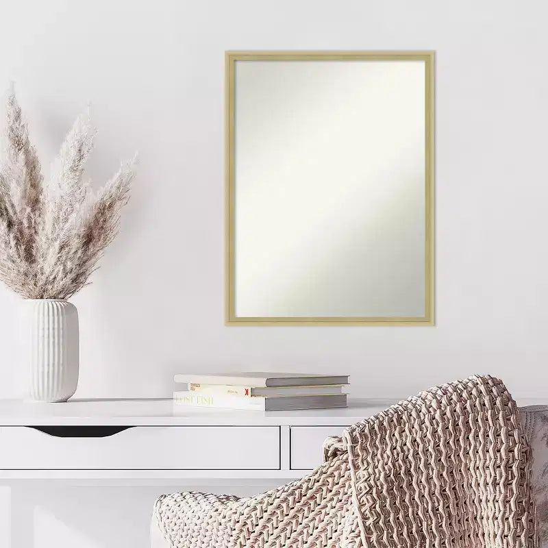 Amanti Art Lucie Champagne Non-Beveled Wood Wall Mirror 25.25 x 19.25 in.